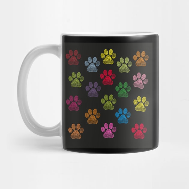 Cute doodle hand drawn colorful paw prints by GULSENGUNEL